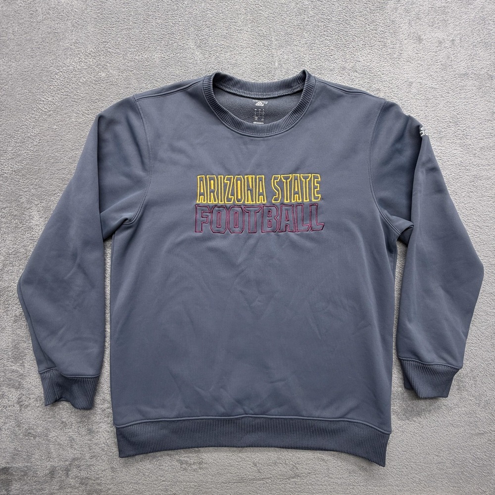 Arizona State Sweatshirt Mens Large Gray NCAA Football Adidas Climawarm